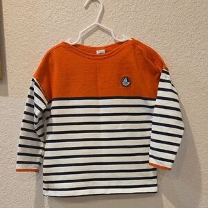 Petit Bateau European Elegance Kids Orange and Navy Striped Sweatshirt
